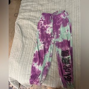 Blue and purple tye dye pants